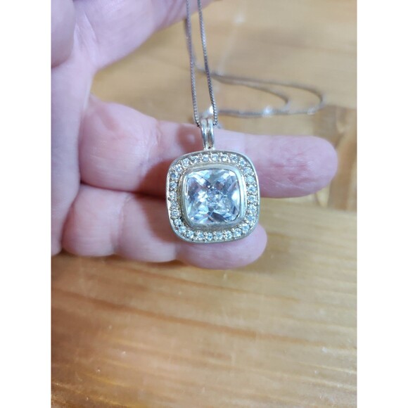 JC Sterling Silver Rhinestone Pendant On An 18” Sterling Silver Chain 9g - Picture 1 of 7